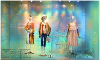 Mannequins in the summer shop window
